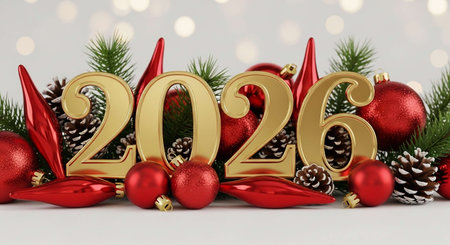 3d render of christmas decoration with numbers 2016 on white background