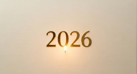 Happy new year 2016 with candle light on white background. 3d rendering
