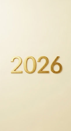 Happy New Year 2016. Gold number on a beige background.の写真素材