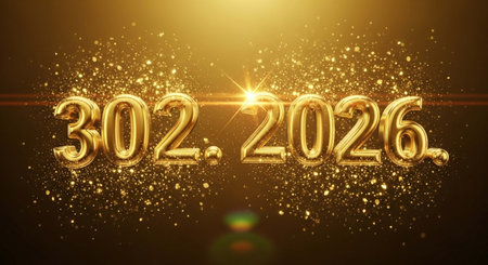 Happy New Year. Gold numbers on a dark background. Vector illustration