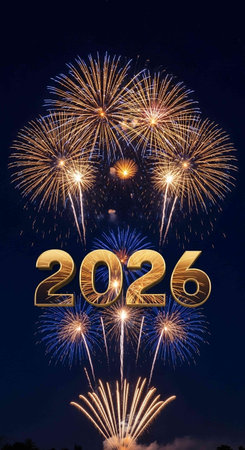 New year celebration with fireworks background, new year concept