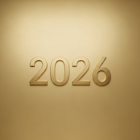 Golden numbers on a beige background.