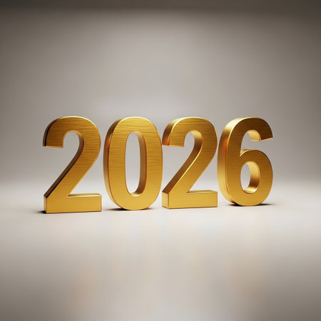 New Year golden 3d text on white background, 3d render