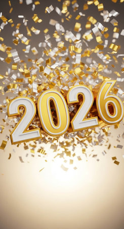 Happy New Year 2016. 3D illustration. Golden numbers on a white background.