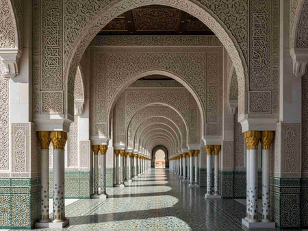 Interior of the Hassan II Mosque in Casablanca, Moroccoの写真素材