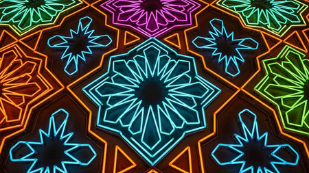 3d illustration of a kaleidoscope pattern, abstract kaleidoscope background.の写真素材