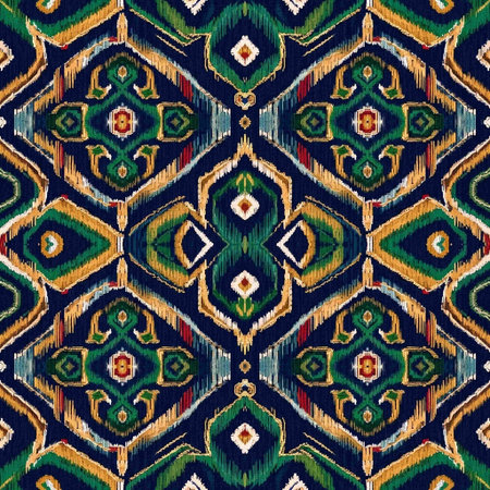 Ikat geometric folklore ornament with diamonds. Tribal ethnic vector texture. Seamless striped...