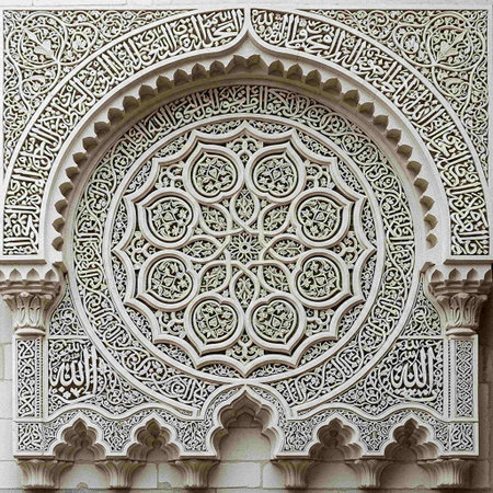 Detail of the wall of the Hassan II Mosque in Casablanca, Morocco