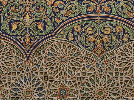 Oriental pattern on the wall of Alhambra palace in Granada, Spain
