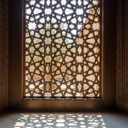 Traditional Moroccan window in Alhambra, Granada, Spainの写真素材
