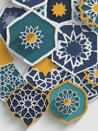 Vector Illustration of Ramadan Kareem Background with islamic symbols.