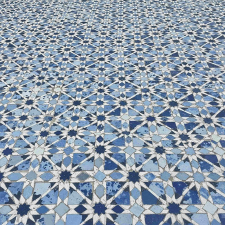 Close up detail of mosaic tiles in Morocco, Africa