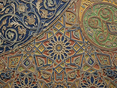 Detail of the wall of the Hassan II Mosque in Casablanca, Moroccoの写真素材