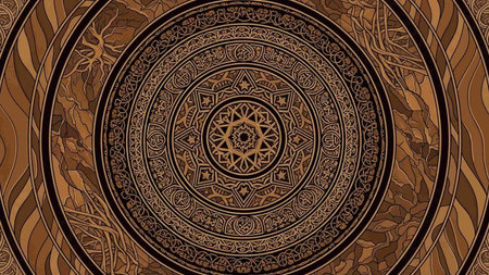 Oriental pattern on a brown background. Vector illustration for designの写真素材