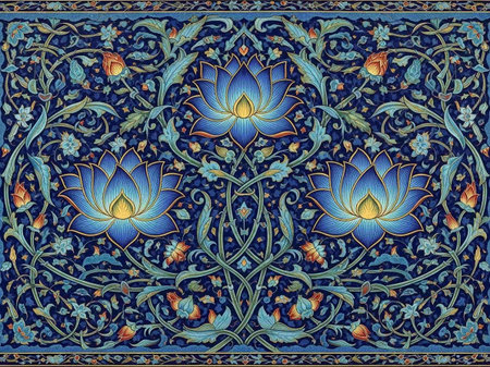 Traditional Ottoman Turkish Blue Tiles with lotus flower patterns, Istanbul, Turkey