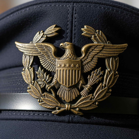 Policeman's cap with the image of the eagle on itの写真素材