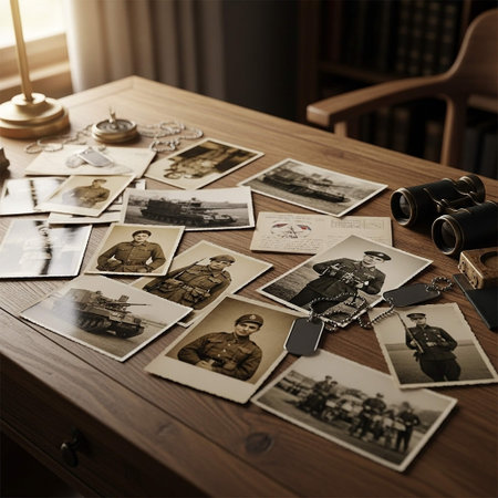 Vintage photo album on a wooden table. Selective focus.の写真素材