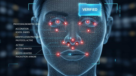 Cyborg face recognition system. Artificial intelligence concept. 3D Renderingの写真素材