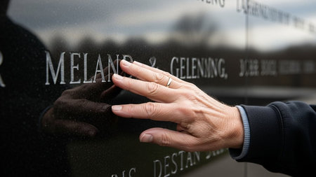 An unidentified man's hand presses a button at the George Washington Memorial in Melbourne