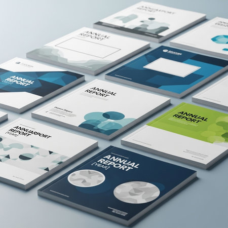 3D render of business brochure, report or flyer design templateの写真素材