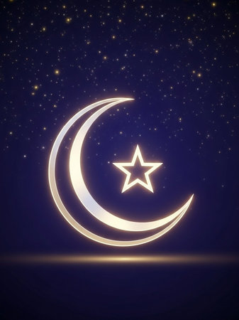 Ramadan Kareem background with crescent moon and star. Vector illustration.の写真素材