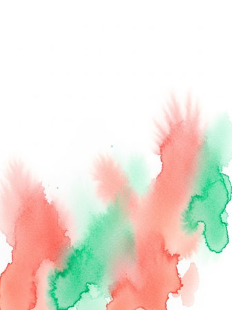 Abstract hand painted watercolor background. Green, red and green.の写真素材