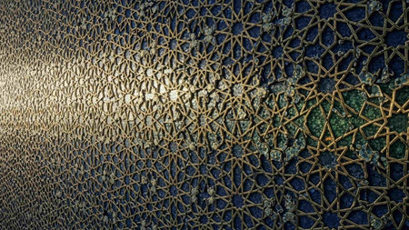 Islamic pattern on the wall of the mosque in Rabat, Moroccoの写真素材