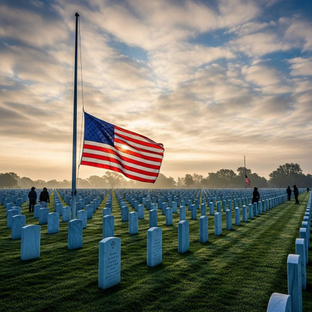 American Flag at Arlington National Cemetery in Washington DCの写真素材