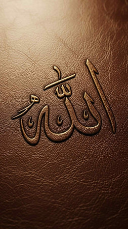 \Arabic calligraphy \\Ramadan Kareem\\ on brown leather background\