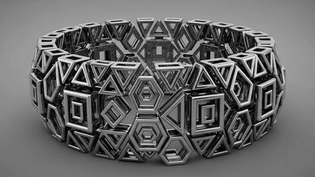 Abstract background made of metal hexagons. 3D rendering illustration.