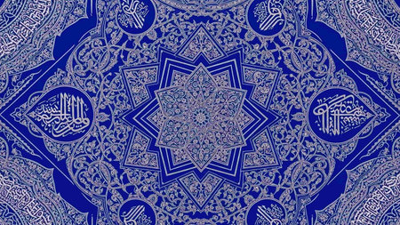 Islamic ornament on a blue background. 3d illustration. Ramadan Kareem.