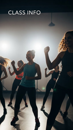 Group of young people dancing in a dance studio. They are wearing sportswear.の写真素材