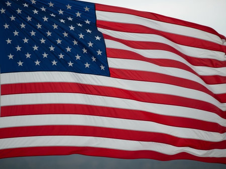American flag waving in the wind, United States of America flag.