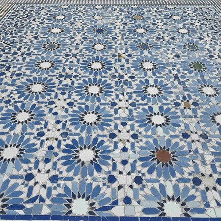 Detail of the ceramic tiles in the park, Lisbon, Portugal