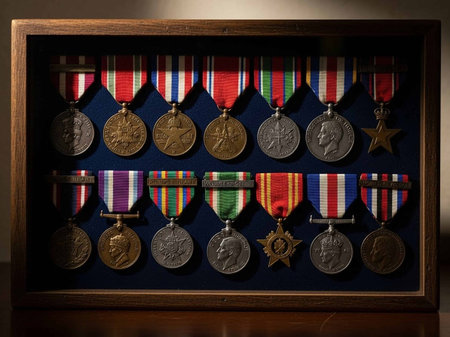 Medals of the Great Patriotic War in a wooden box.の写真素材