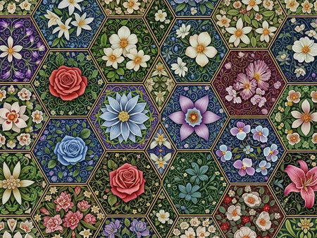 Ceramic tiles with floral motifs from Lisbon, Portugal.