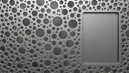 Abstract metal background with perforated holes. 3d render illustration