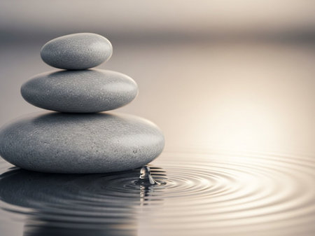Spa stones and ripples on water background. Zen concept.の写真素材