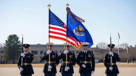 Soldiers march at the National Mall in Brooklyn, New York