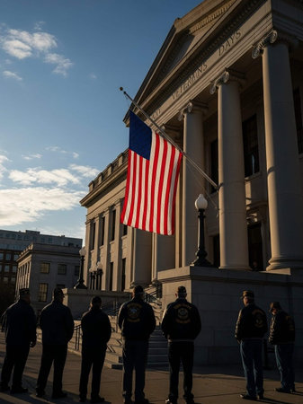 United States of America flag at the National Mall in Washington DC.の写真素材
