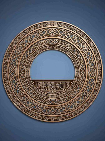 Arabic round frame on a blue background. Element for design.の写真素材