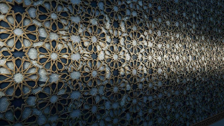 Arabic pattern on the wall of the mosque. 3d renderingの写真素材