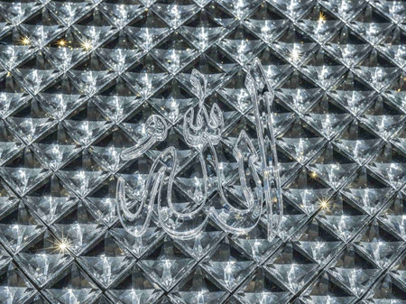 Detail of the glass window in Kolkata, West Bengal, Indiaの写真素材