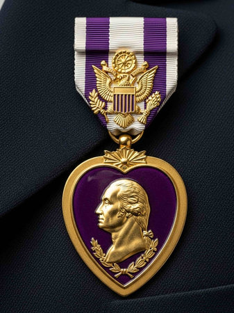 Military medal on a black backgroundの写真素材