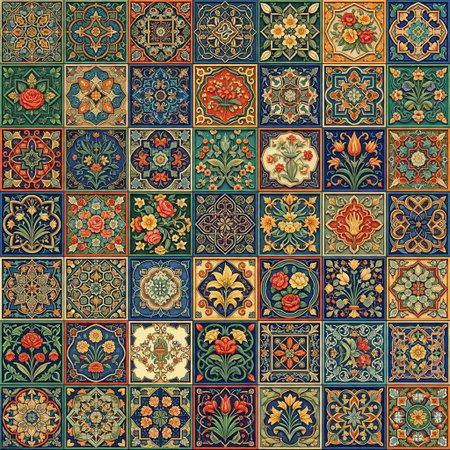 Seamless pattern of Portuguese tiles in portuguese style.