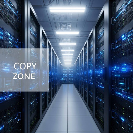 3d rendering of server room data center with cloud storage and big data
