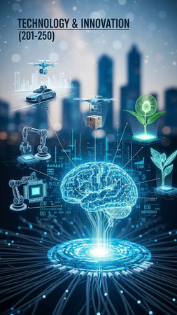 Conceptual image of human brain and artificial intelligence. Technology concept