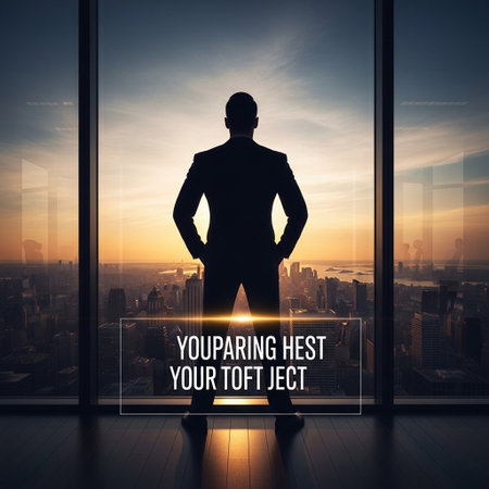 Silhouette of a businessman standing on the background of the window overlooking the cityの写真素材