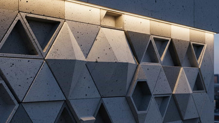Abstract 3d rendering of modern architecture. Futuristic background with geometric shapes.