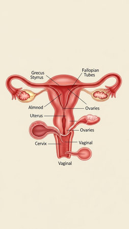 Female reproductive system. The structure of the female reproductive system. Vector illustration